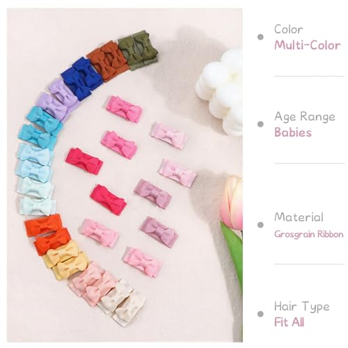 CLLOT 60Pcs 12 Inch Tiny Baby Bows Clips