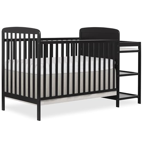 Dream On Me Anna 3 in 1 Convertible Crib with Changing Table Black