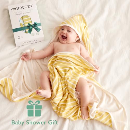 Momcozy Hooded Baby Towel Set 2 Pack Large 35x35 Inch