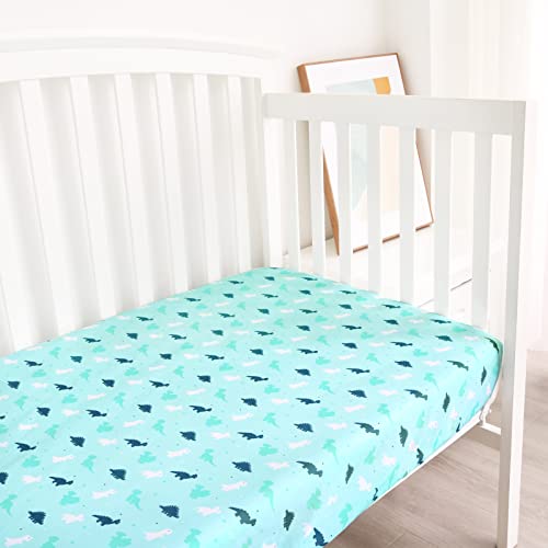 SPRINGSPIRIT Crib Sheets 2-Pack Dinosaur Ocean Print
