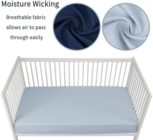GUNTAIL Crib Sheets 2 Pack Navy Gray Microfiber