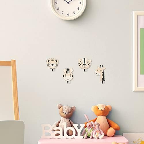 Qunclay 4 Pcs Safari Animal Wall Hooks for Kids Nursery