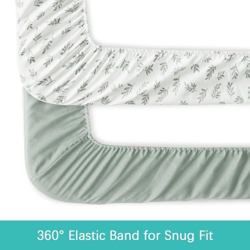 Biloban Mini Crib Sheets 4 Pack Aqua Leaf