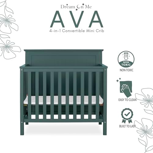 Dream On Me Ava 4-in-1 Convertible Mini Crib 1