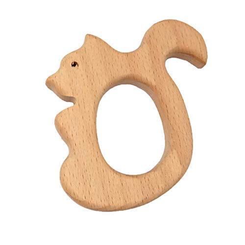 2pcs Natural Beech Wood Squirrel Teether Pendant