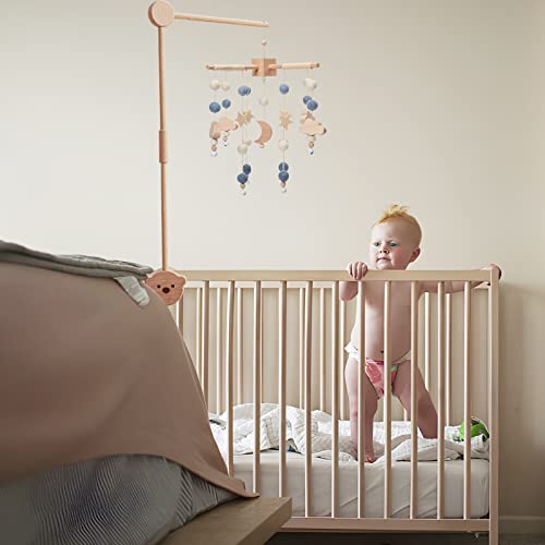 Boho Baby Crib Mobile with Cloud Stars and Moon Decor