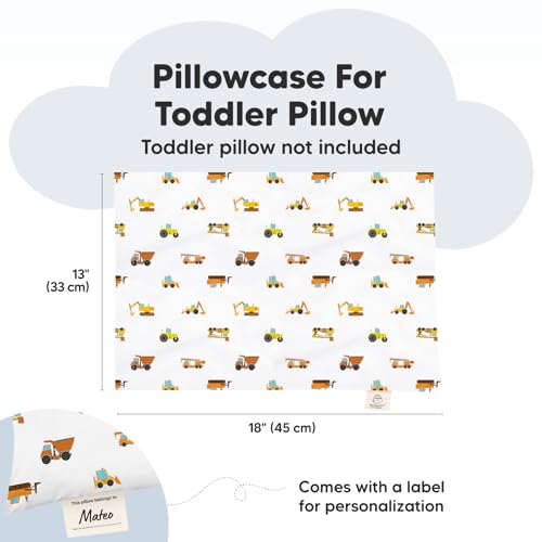 KeaBabies Toddler Pillowcase 13x18 - Organic Cotton Soft Durable Cute Envelope Closure