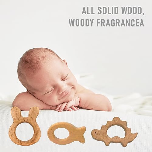 OSTTRPO 12-Pcs Wooden Teether Set for Babies