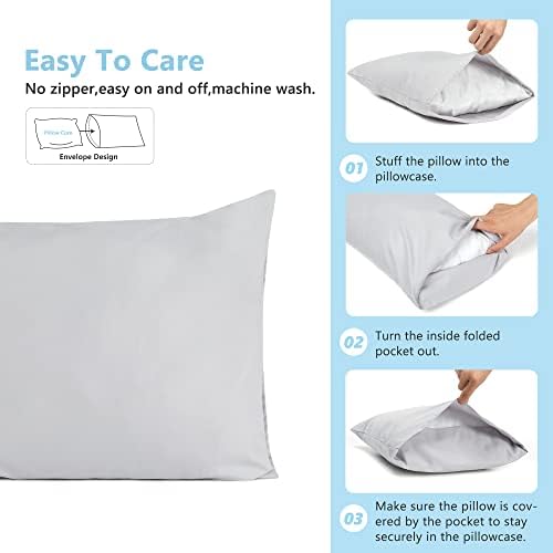 TILLYOU Toddler Pillowcase 2 Pack with Envelope Closure Gray