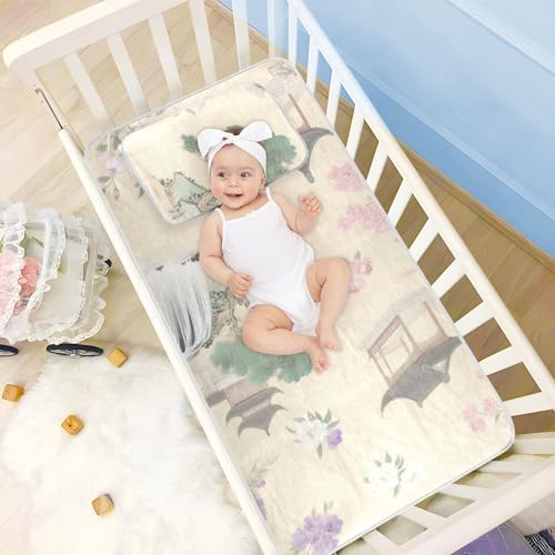 Grey Landscape Cooling Baby Mattress Pad 28x52