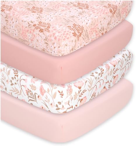 The Peanutshell 4-Pack Fitted Crib Sheets - Whimsical Floral