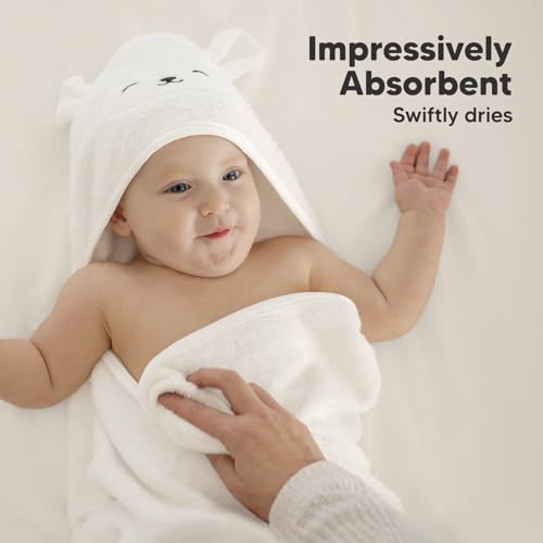 KeaBabies Hooded Baby Towel - Bamboo Viscose 35x35 Soft Absorbent