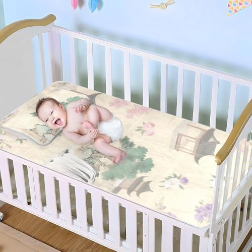 Grey Landscape Cooling Baby Mattress Pad 28x52