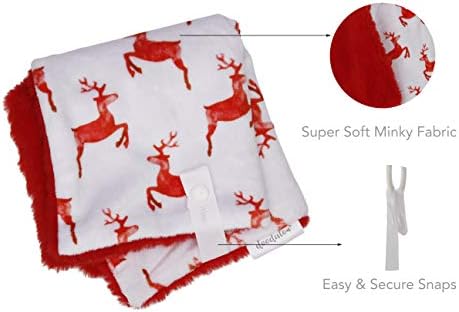Doodalou Minky Faux Fur Pacifier Blanket Red Reindeer