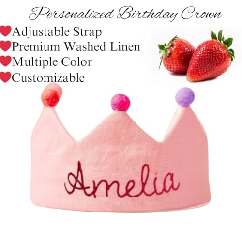 Personalized Baby Birthday Crown with Embroidered Name
