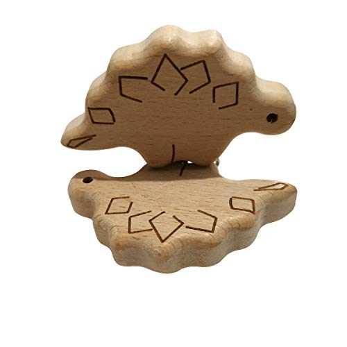 20pcs Natural Beech Wood Pacifier Clips Stegosaurus Shape DIY Chain Accessory