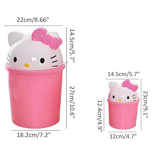 2 Gallon Cute Pink Kids Trash Can for Bedroom