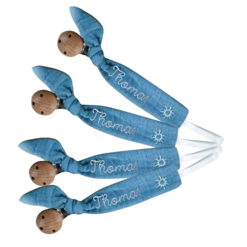 Customizable Wooden Pacifier Clip with Embroidery 1