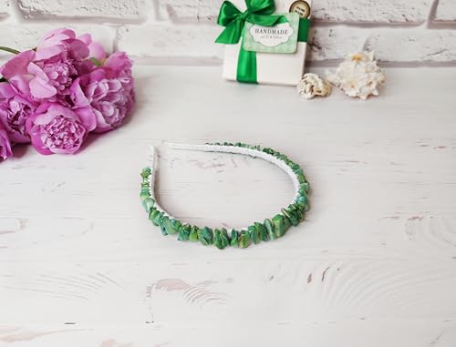 Handmade Green Pearl Crown Headband for Bridesmaid Wedding