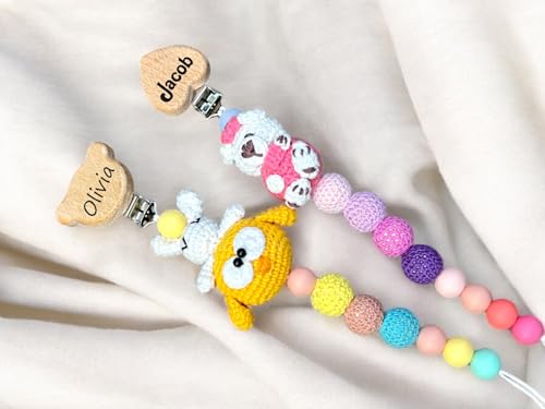 Handmade Custom Crochet Pacifier Clip for Boys and Girls
