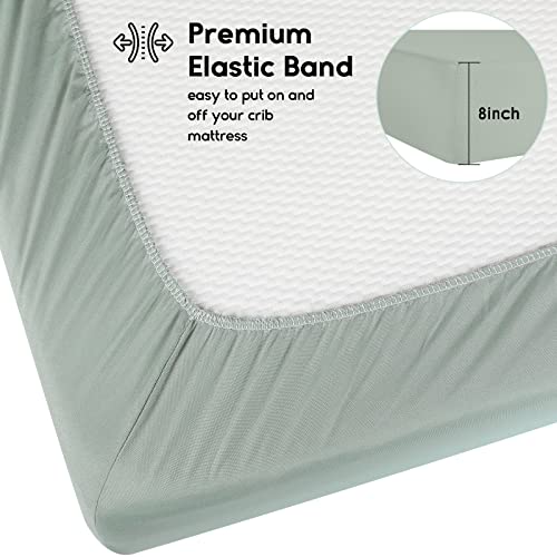 Yoofoss Crib Sheets 2 Pack Green Leaf Microfiber