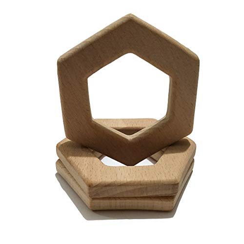 10pcs Natural Wooden Hexagon Animal Pendant for Kids