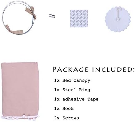 Kids Bed Canopy with Pom Pom Gray Cover