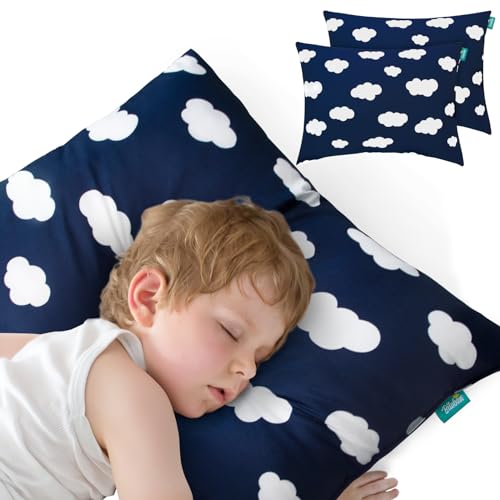 Toddler Pillow 14 x 19 Navy Cloud Skin-Friendly