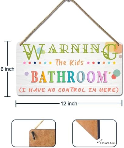 YOHIYE Kids Bathroom Wood Sign I Have No Control In Here 12x6 Inch