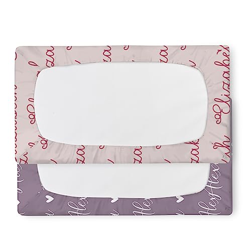 Custom Crib Sheets for Girls - Fitted with Name Purple Letter 52x28x98