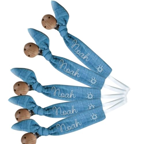 Customizable Wooden Pacifier Clip with Embroidery