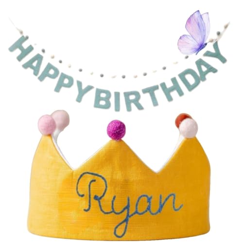 Custom Birthday Crown with Embroidered Name for Girls