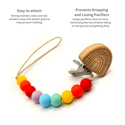 Canjolie Wood Paci Clips 2 Pack for Baby