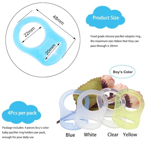 4Pcs Silicone Pacifier Adapter Rings for MAM Clips Button Pacifiers