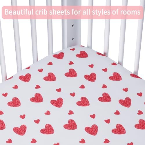 GUNTAIL Baby Crib Sheets 2 Pack Love Pink 1