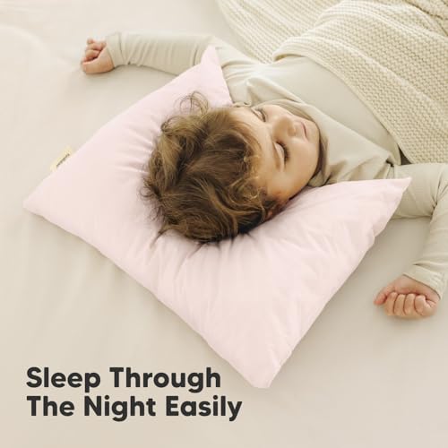 KeaBabies Toddler Pillow 2-Pack Mist Pink