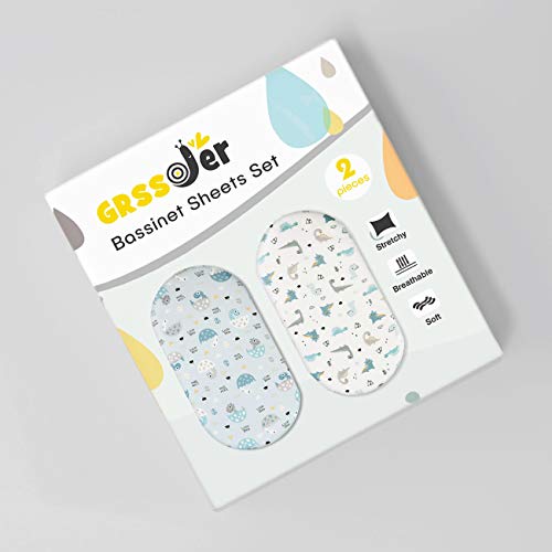 GRSSDER Stretchy Fitted Bassinet Sheet Set 2 Pack