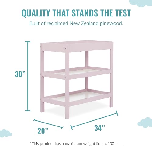 Dream On Me Ridgefield Changing Table in Blush Pink White