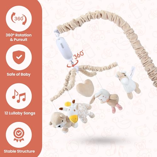 Petino Pura Musical Crib Mobile with 12 Lullabies 1