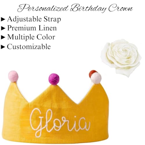 Handmade Mustard Birthday Crown with Custom Name