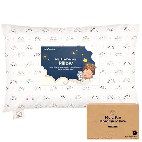 KeaBabies Jumbo Toddler Pillow with Case - Jolly Rainbow Design
