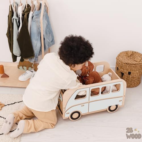 Personalized Wooden Toy Box with Wheels for Kids