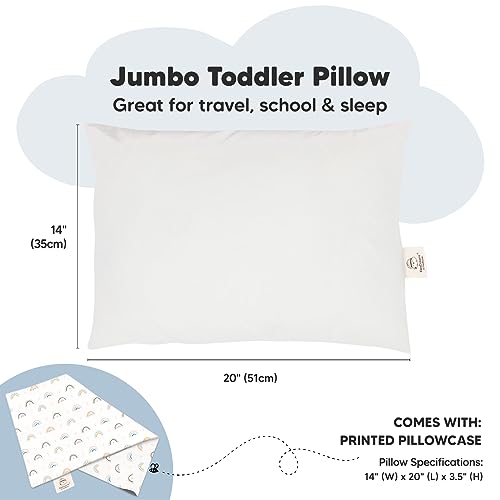 KeaBabies Jumbo Toddler Pillow with Case - Jolly Rainbow Design