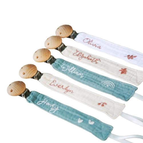 Custom Embroidered Pacifier Clip Holder 6x1 Inch Secure Metal Clasp