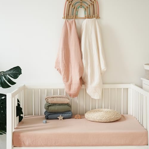 MairMore Muslin Crib Sheets 2-Pack - Soft Breathable Neutral