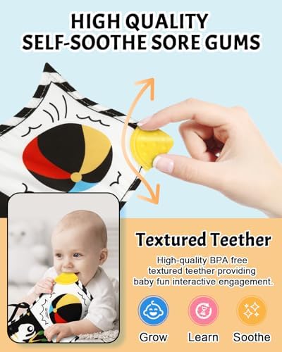 High Contrast Baby Book with Teether and Mirror 1