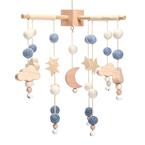 Boho Baby Crib Mobile with Cloud Stars and Moon Decor