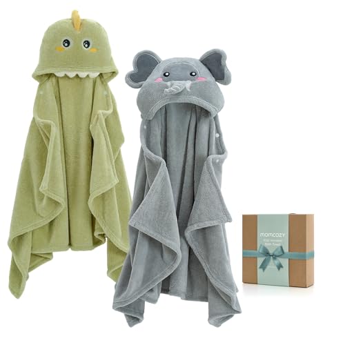 Momcozy Hooded Baby Towels 2 Pack - Premium Coral Fleece