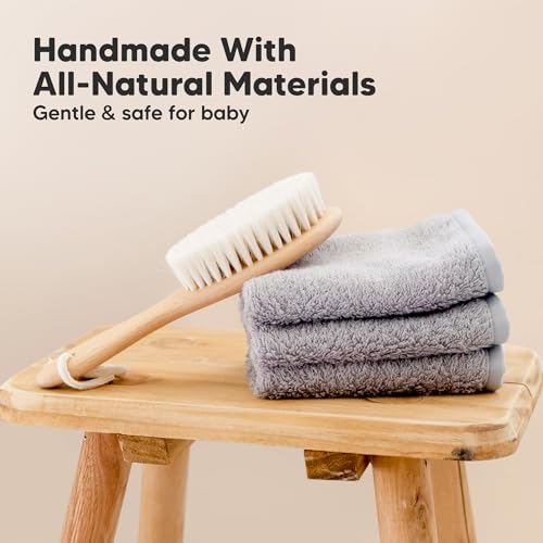 KeaBabies Wooden Baby Hair Brush with Soft Goat Bristles 1