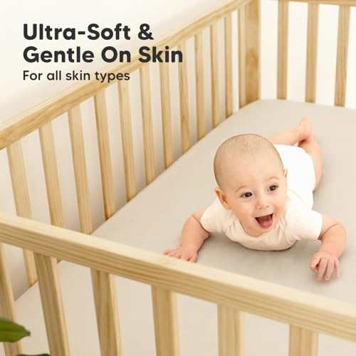 KeaBabies 2-Pack Waterproof Crib Sheets - 52x28 Neutral